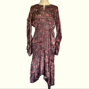 Soierose Women Printed Vintage Ruffle Dress